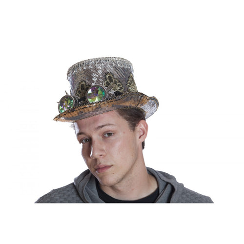 Hat Top Black & Silver Sequin Hat