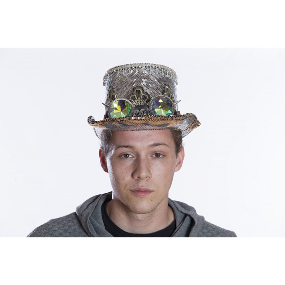 Hat Top Black & Silver Sequin Hat