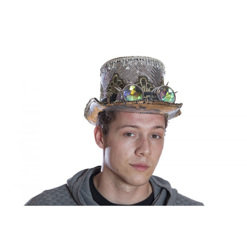 Hat Top Black & Silver Sequin Hat