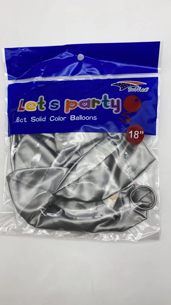 18″ Latex Balloons 6pcs/bag | Silver