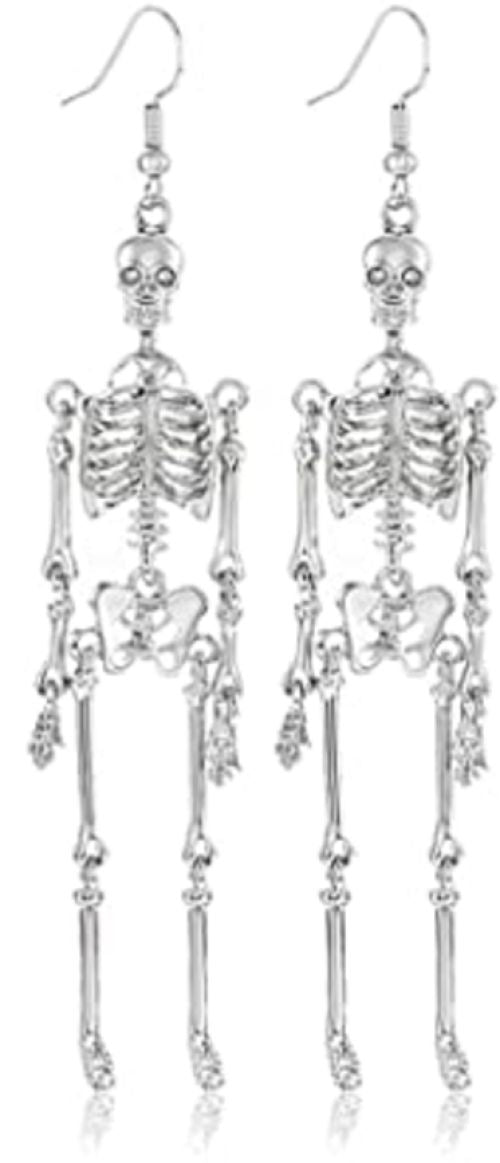 silver skeleton earring