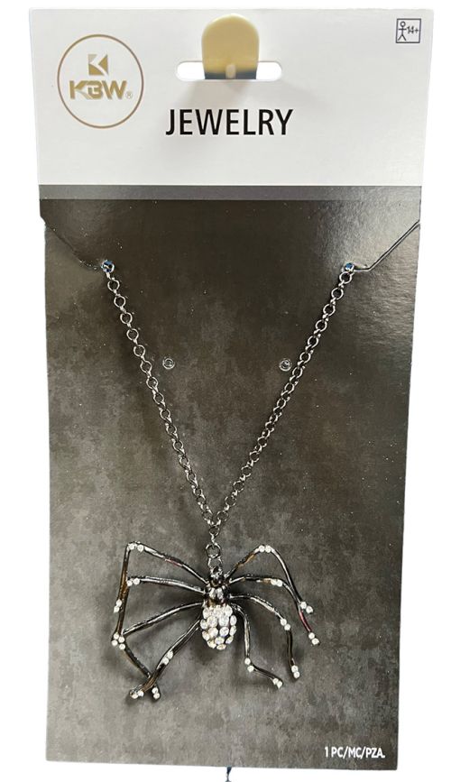 Black Rhinestone Spider Necklace