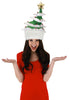 Springy White Christmas Tree Plush Hat