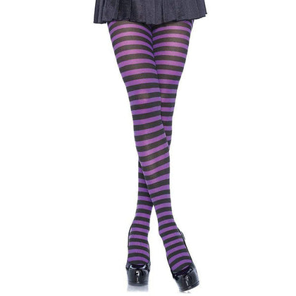 Nylon Purple & Black Striped Tights