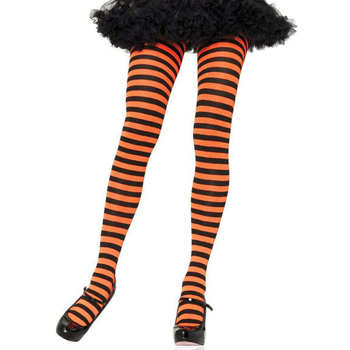 Orange and Black Striped Tights
