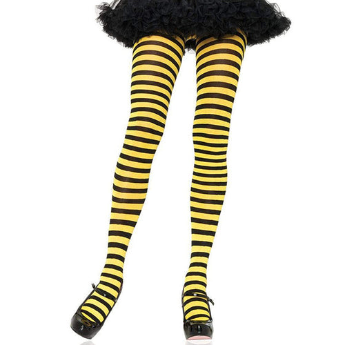 Nylon Yellow & Black Striped Tights
