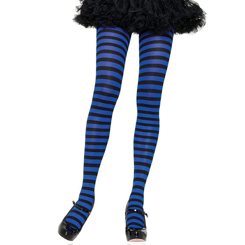 Nylon Blue & Black Striped Tights