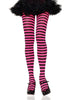 Nylon Pink & Black Striped Tights