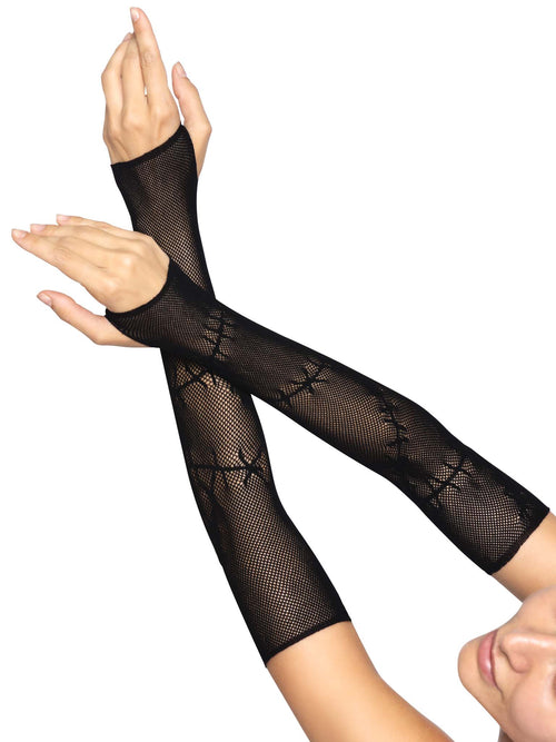 Stitched Up Fishnet Gloves
