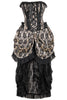 Top Drawer Steel Boned Cream w/Black Lace Bustle Corset Dress

