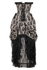 Top Drawer Steel Boned Cream w/Black Lace Bustle Corset Dress
