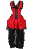 Top Drawer Steel Boned Red/Black Lace Victorian Bustle Corset Dress