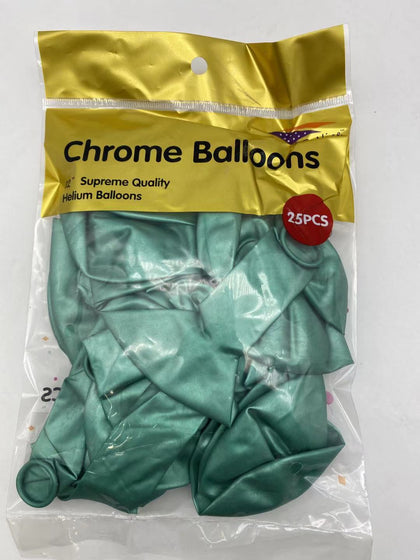 12″ Chrome balloons, 25 PCS | Chrome Green/Turquoise