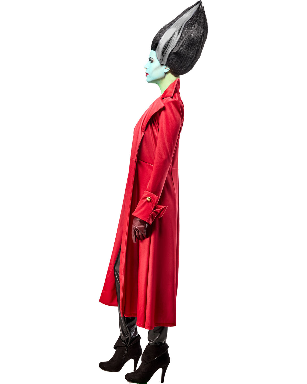 Purple cartoon character with a white face on a white background
