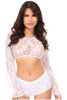 White Sheer Lace Peasant Top w/Bell Sleeves | Queen