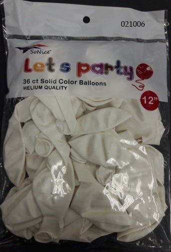 12" Latex Balloons 36pcs/bag | White