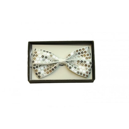 Sequin White Bowtie