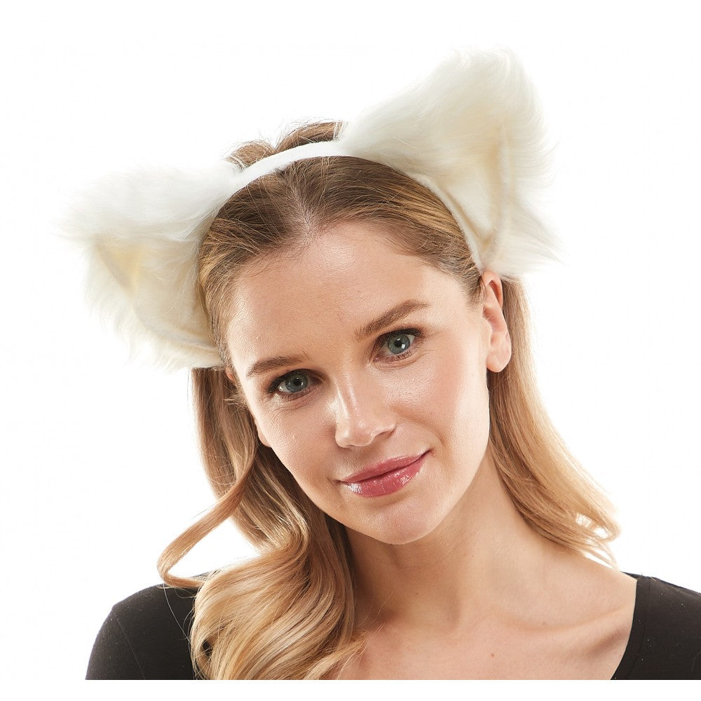 White Cat Ears Headband