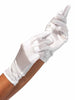 Wrist Length Satin Gloves  | White