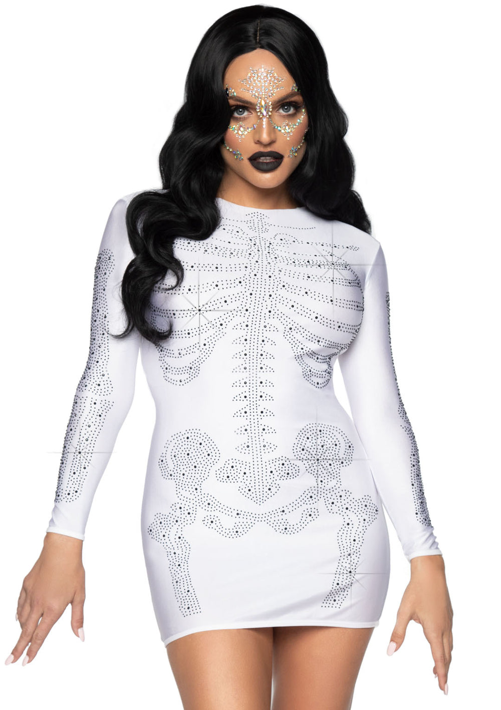 white skeleton dress