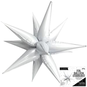 Starburst Foil Mylar Balloon | White