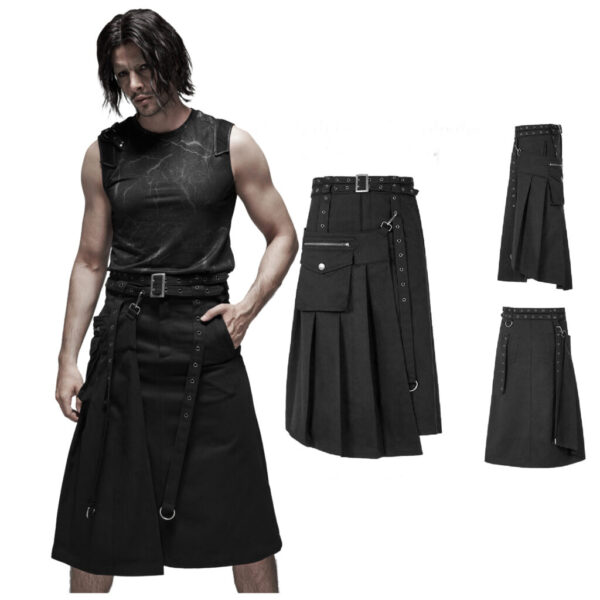 Punk Detachable Pleated Half Kilt