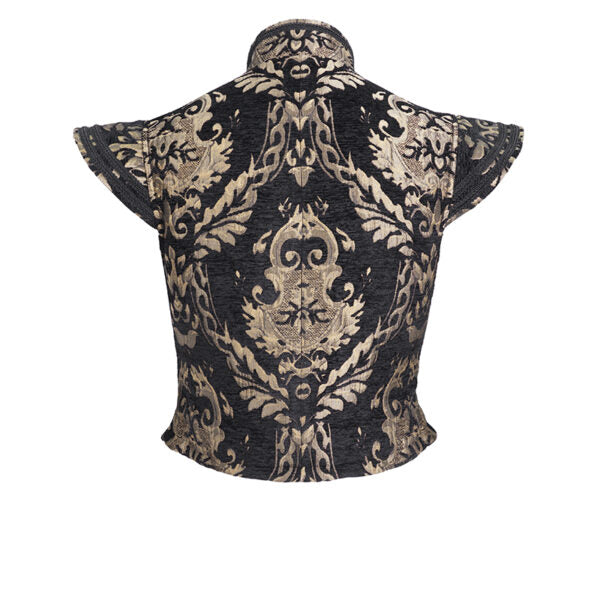 Brocade Doublet Vest | Black & Gold