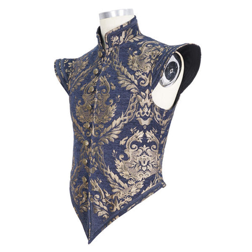 Brocade Doublet Vest | Blue & Gold