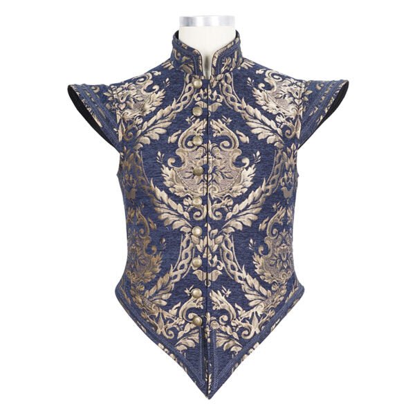 Brocade Doublet Vest | Blue & Gold