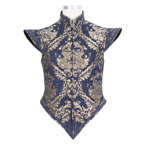 Brocade Doublet Vest | Blue & Gold