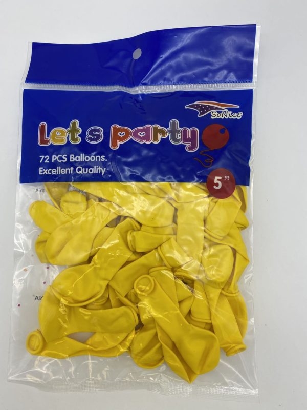 5" Latex Balloons 72pcs/bag | Yellow