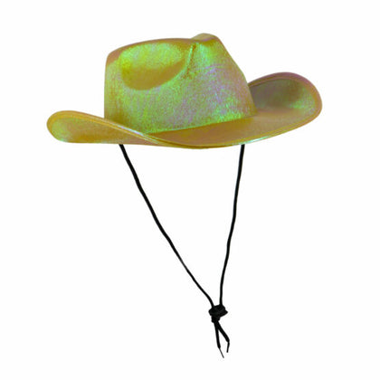 METALLIC COWBOY HAT WITH TIE-UP STRING | Yellow