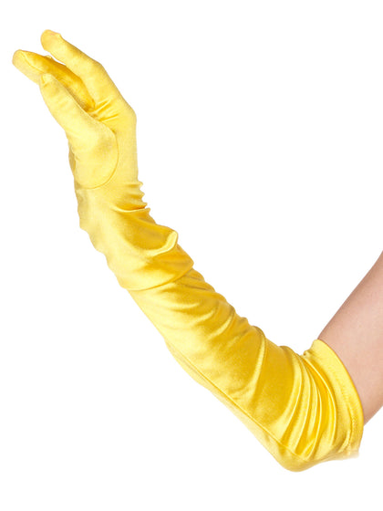 Yellow Long Satin Gloves