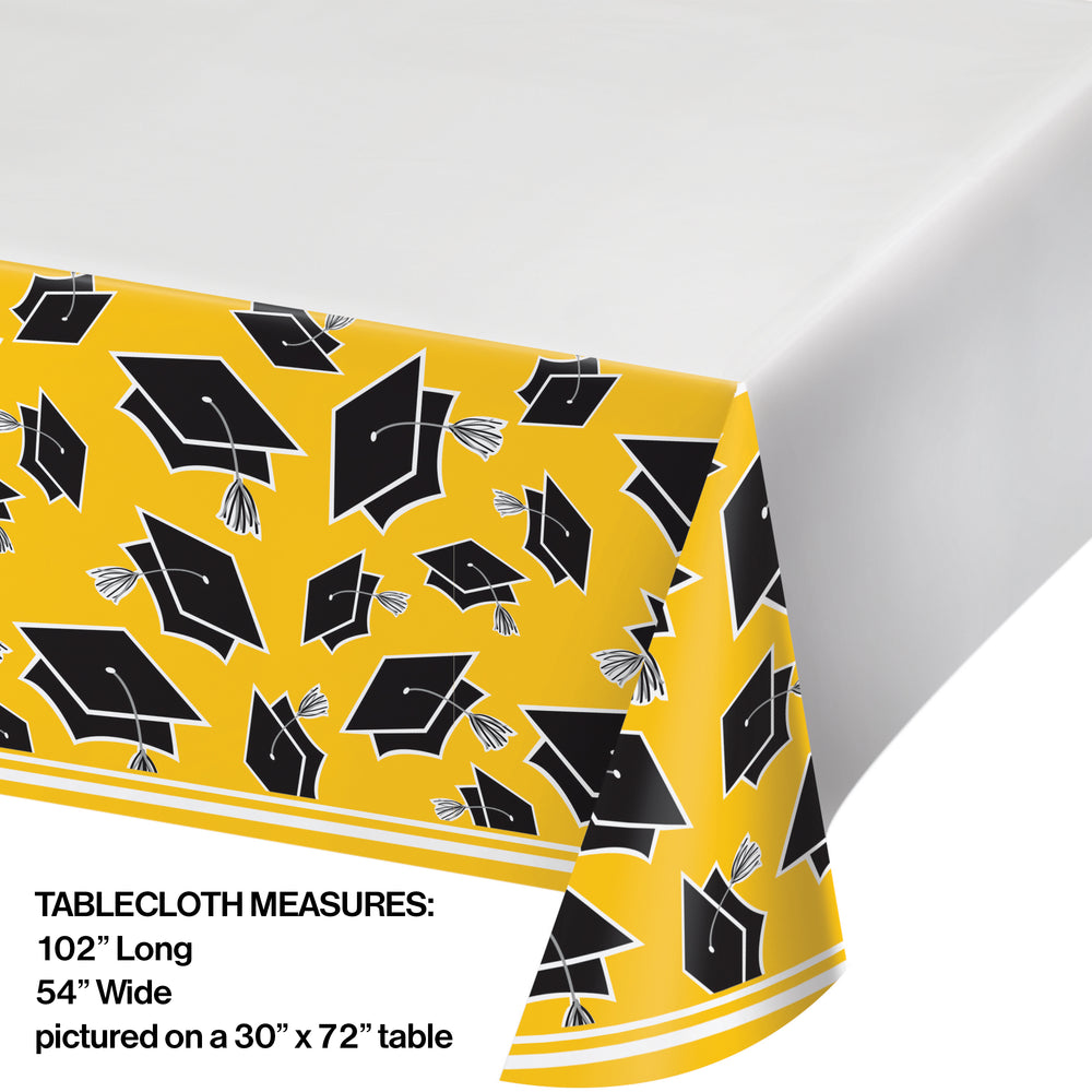 Yellow Plastic Table Cover | Graduation