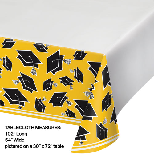 Yellow Plastic Table Cover | Graduation