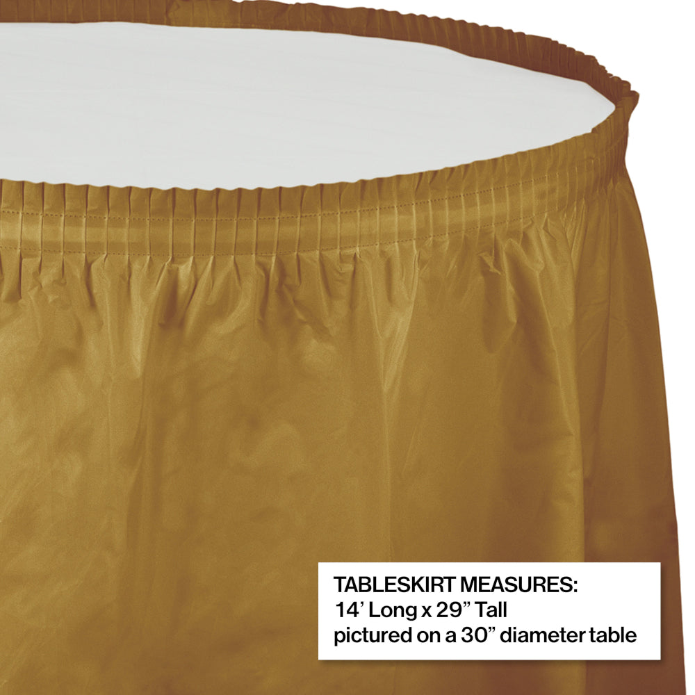 Glittering Gold Plastic Table Skirt | Solids