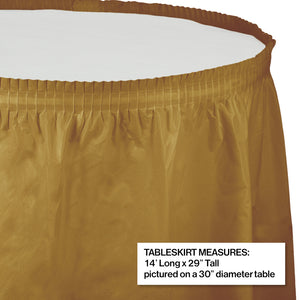 Glittering Gold Plastic Table Skirt | Solids