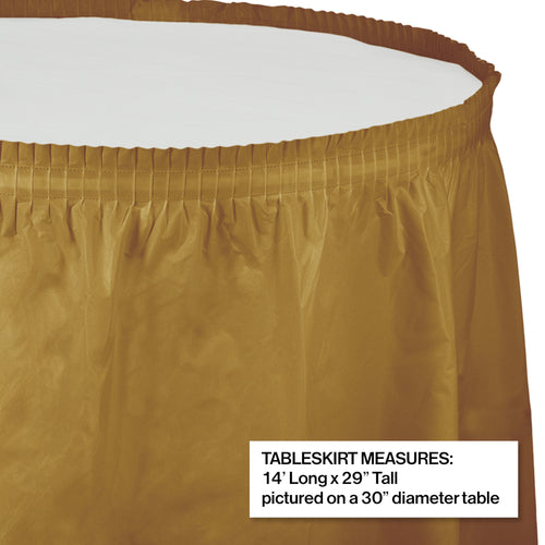 Glittering Gold Plastic Table Skirt | Solids