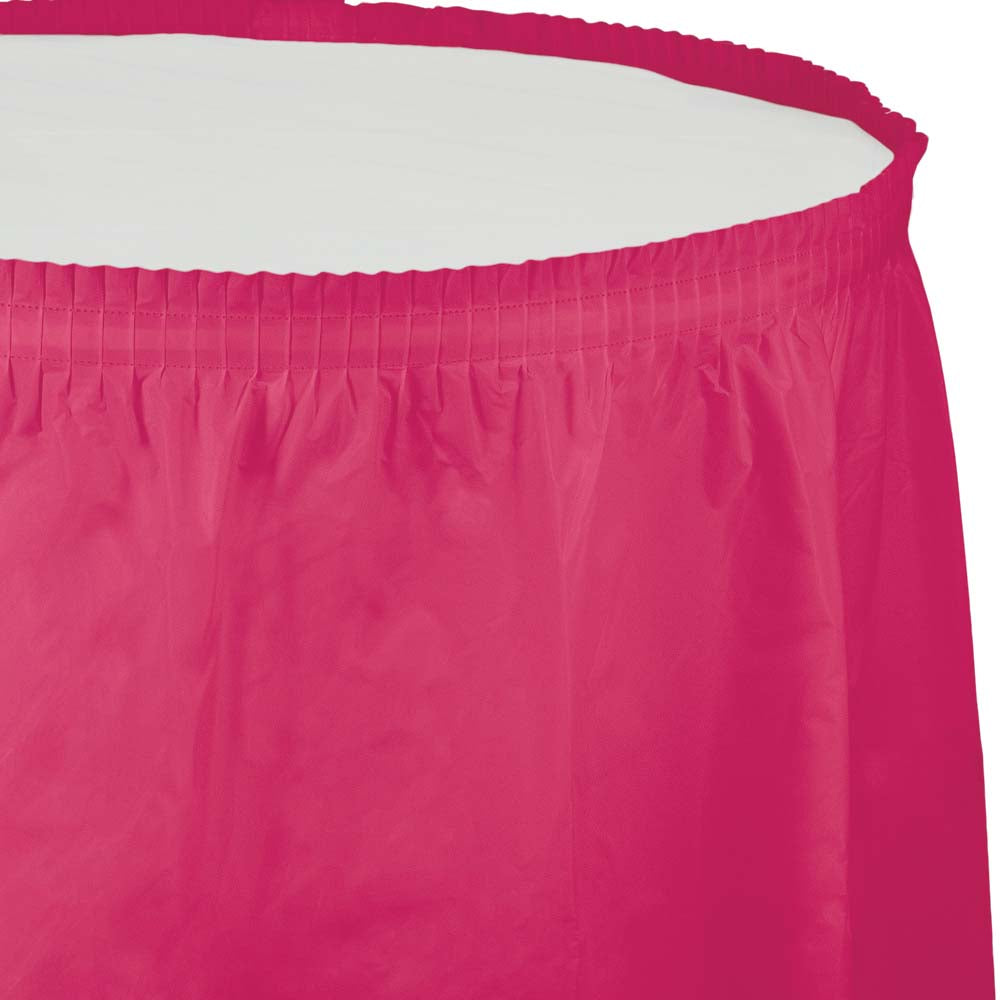Hot Magenta Plastic Table Skirt | Solids