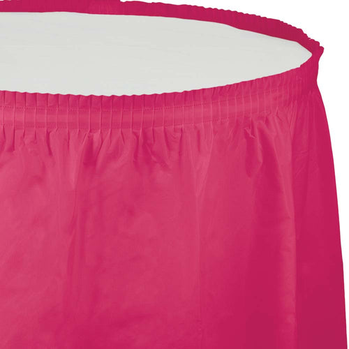 Hot Magenta Plastic Table Skirt | Solids