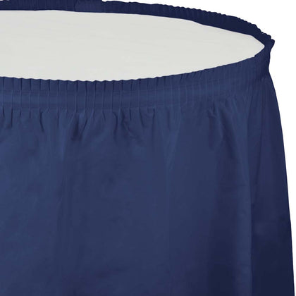 Navy Blue Plastic Table Skirt | Solids