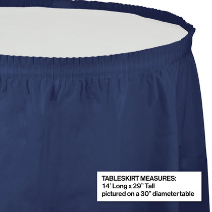 Navy Blue Plastic Table Skirt | Solids