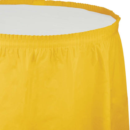 School Bus Yellow Plastic Table Skirt | Solids