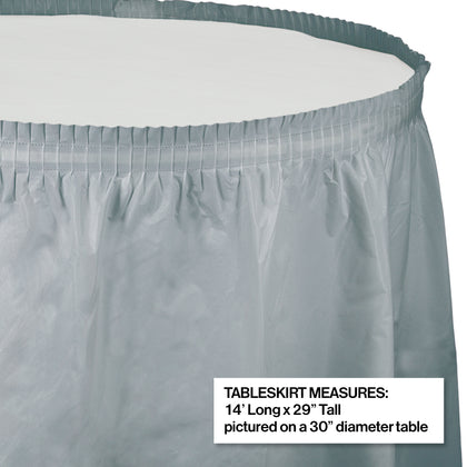 Shimmering Silver Plastic Table Skirt | Solids