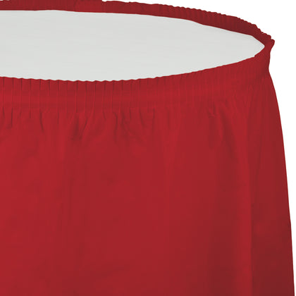 Classic Red Plastic Table Skirt | Solids
