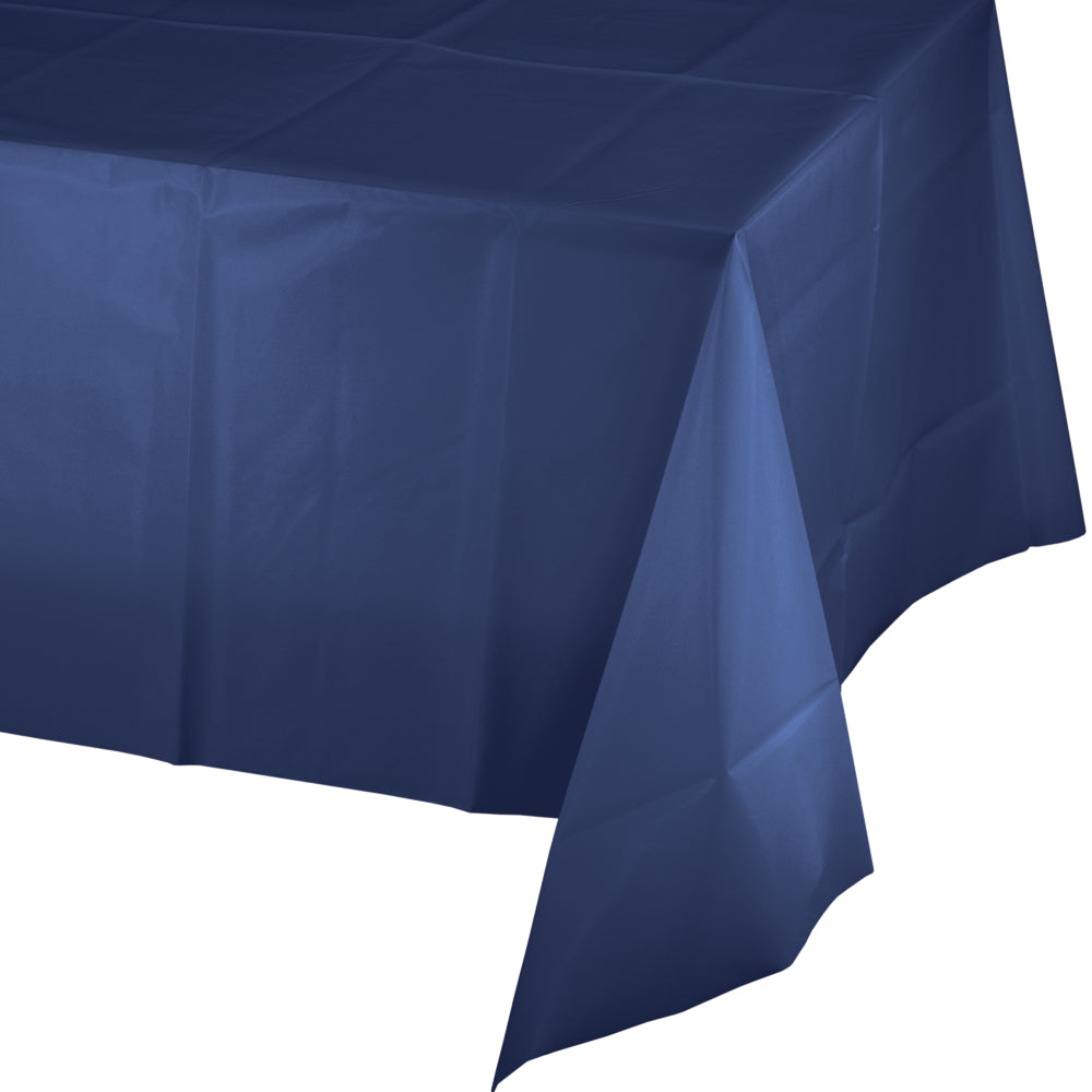 Navy Blue Rectangular Plastic Table Cover | Solids