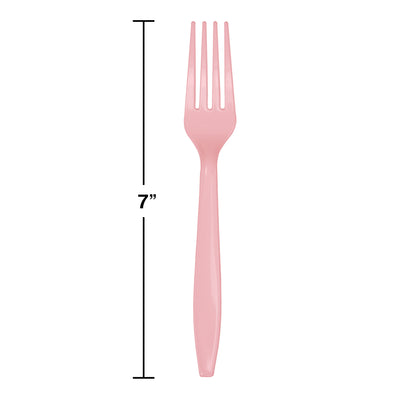 Classic Pink Plastic Forks 24ct | Solids