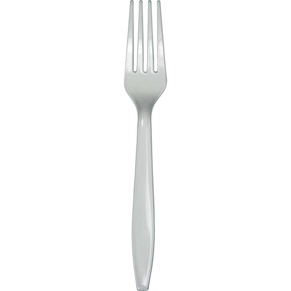 Shimmering Silver Plastic Forks 24ct | Solids