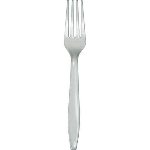 Shimmering Silver Plastic Forks 24ct | Solids