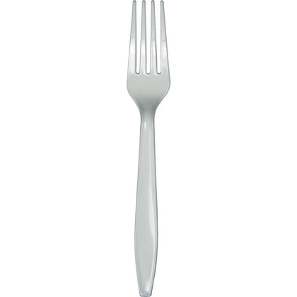 Shimmering Silver Plastic Forks 24ct | Solids